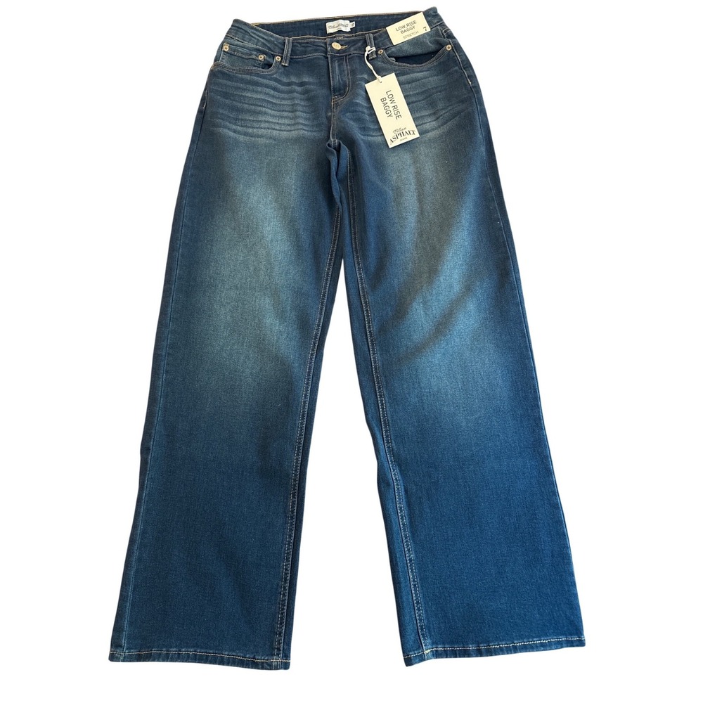 NEW Blue Asphalt Womens Blue Low Rise Baggy Stretch Jeans, Size 7